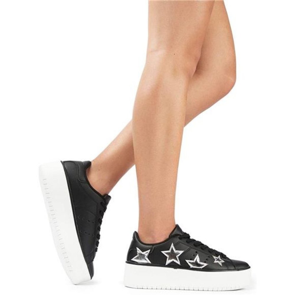 💋RESERVED: J. ADAMS BLACK w/ SILVER STARS HERO PLATFORM SNEAKERS FOR WOMEN!!! - Picture 4 of 7